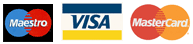 Image of the Visa, Mastercard and Maestro logos