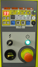 A view of the stretch wrapper showing the control panel